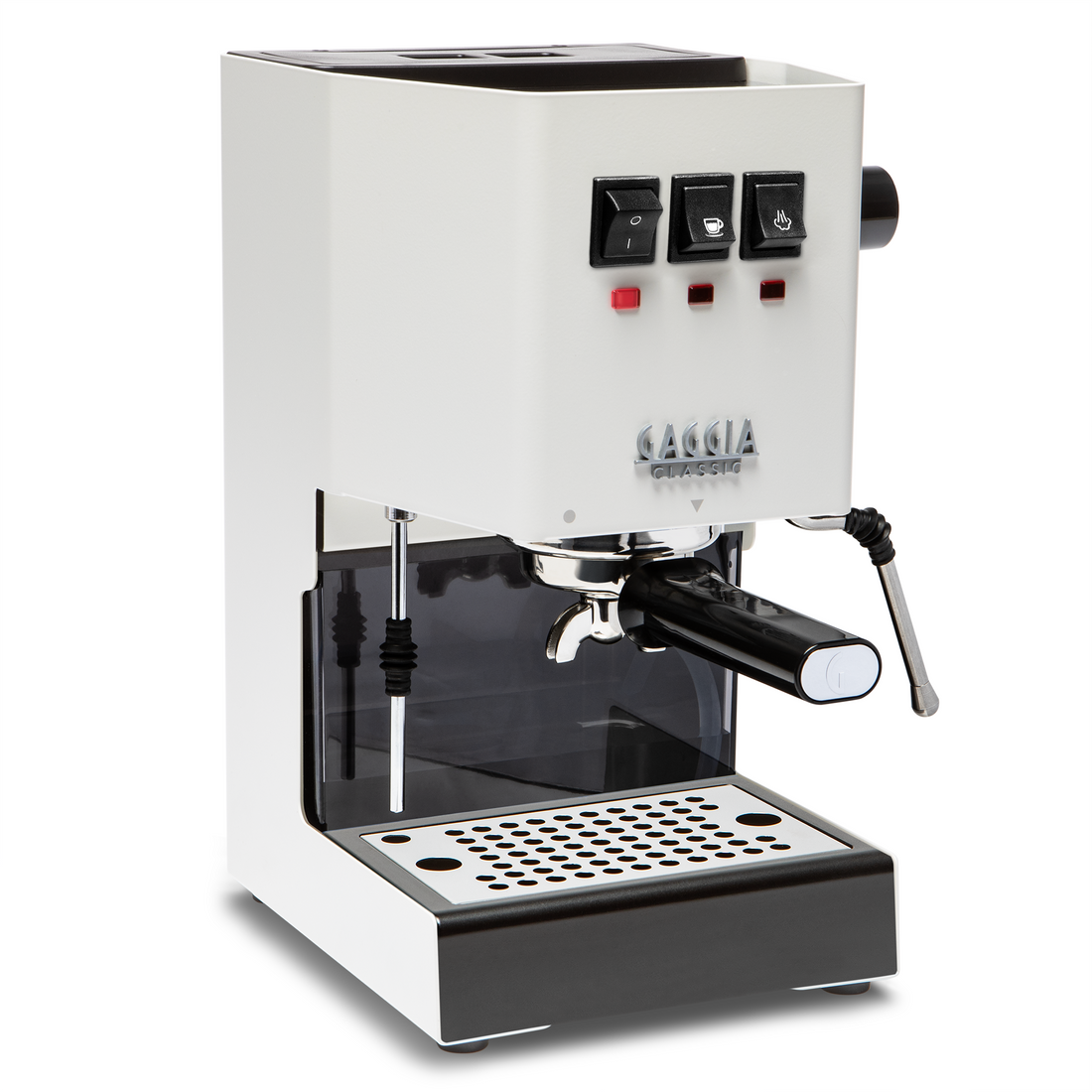 Gaggia Classic Pro E24 polar white front angle || Polar White