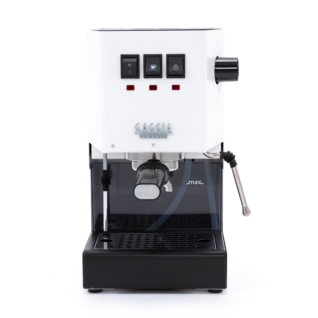 Gaggia Classic Evo Pro Espresso Machine in Polar White with Blackened Oak
