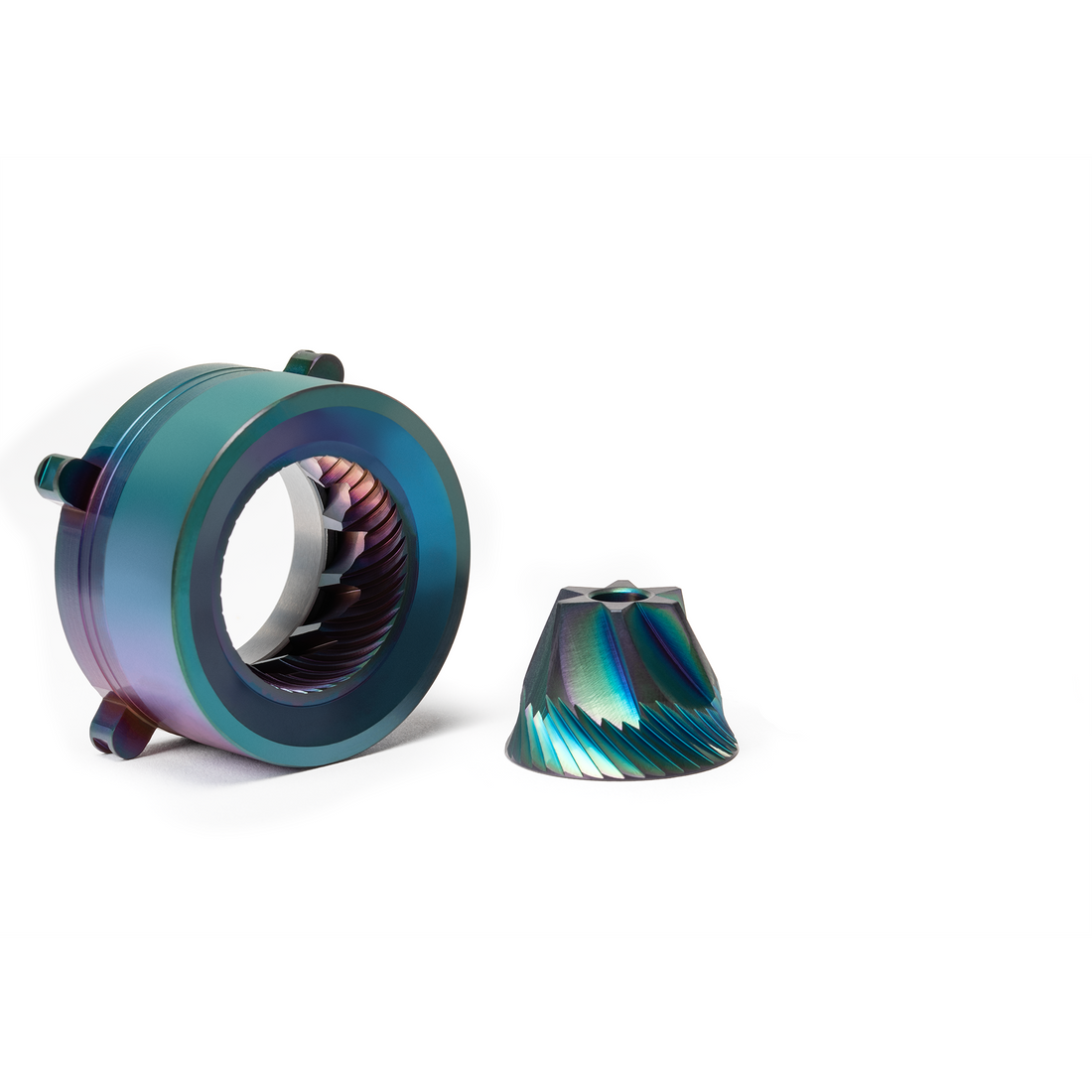Varia VS3 Hypernova Iridescent Titanium Plated 38mm Conical Burr Set || Hypernova Iridescent Titanium Plated
