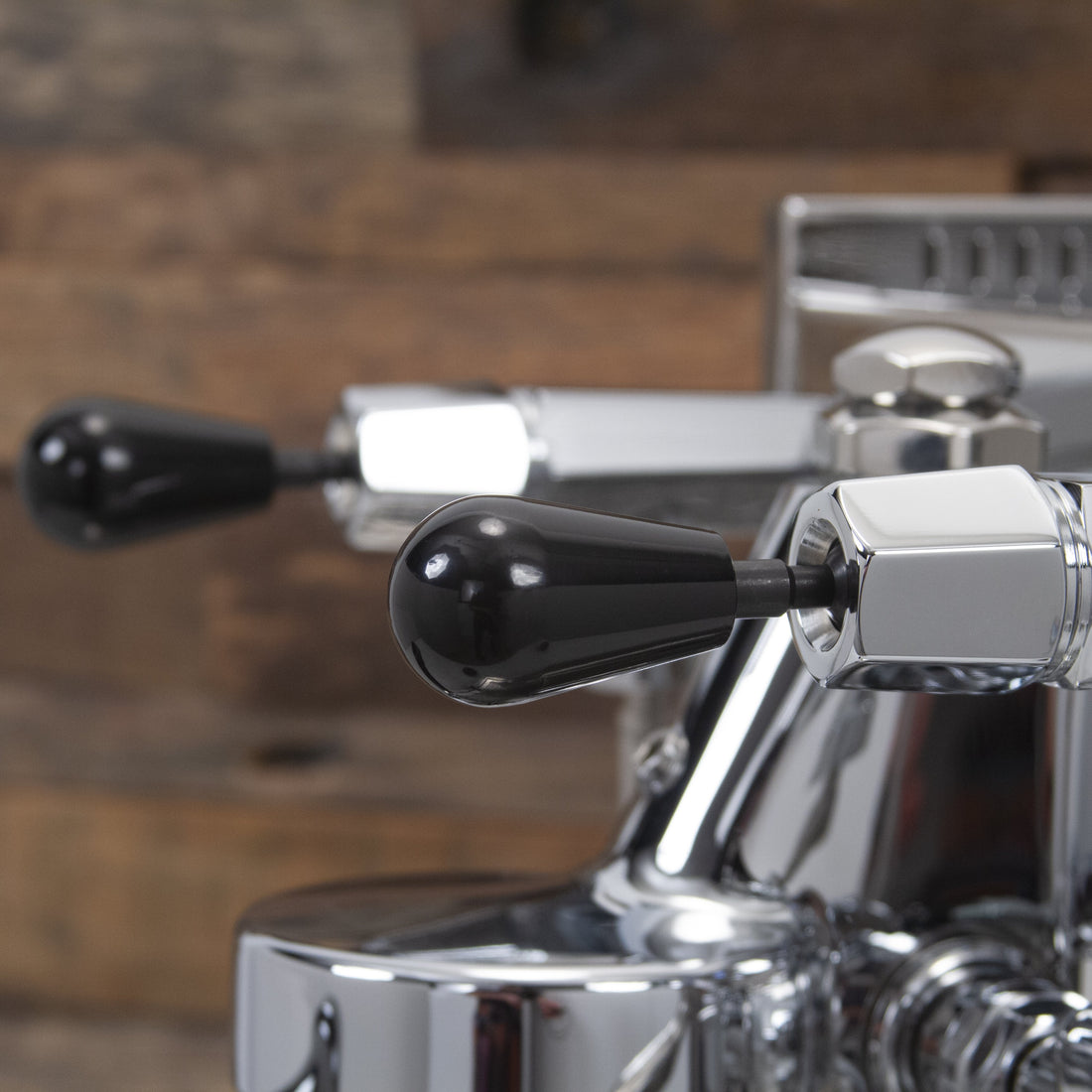 Spring loaded, joystick actuated steam and hot water wands.