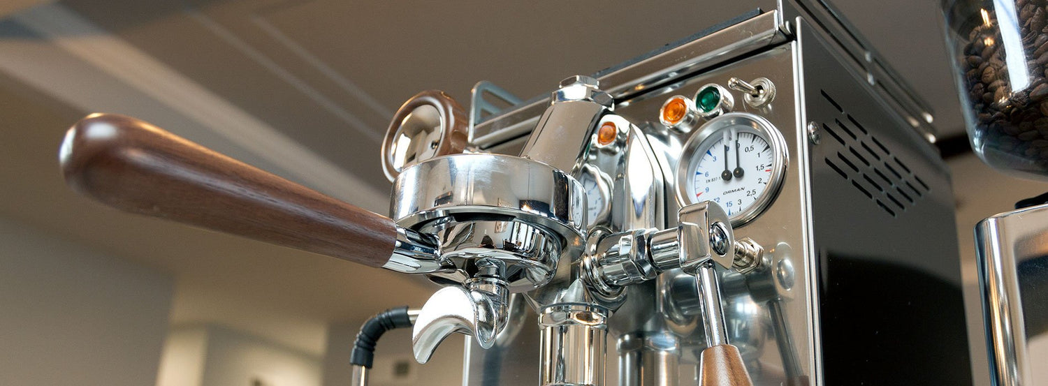 A closeup of one of the 969.coffee Elba espresso machines