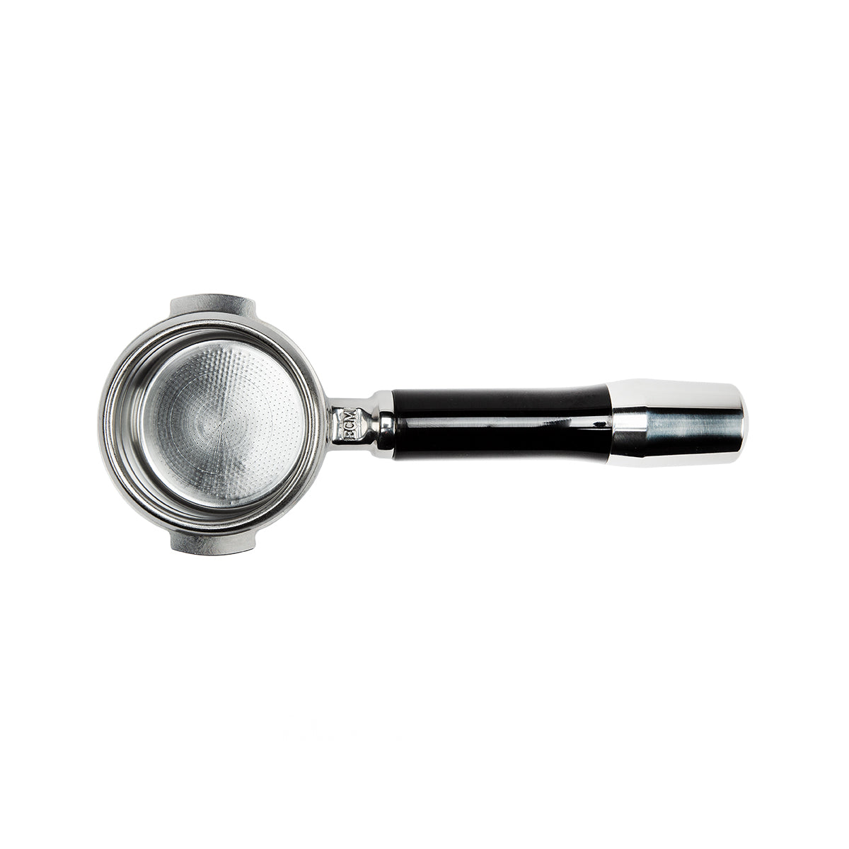 ECM Stainless Steel Bottomless Portafilter with Angled Handle