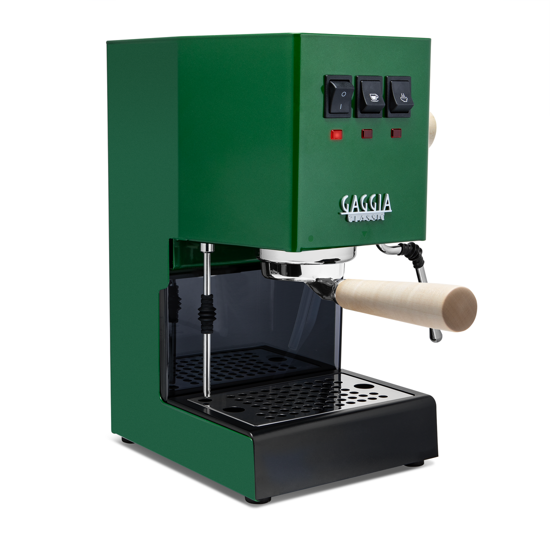 Gaggia Classic Evo Pro Espresso Machine in Jungle Green with Tiger Maple