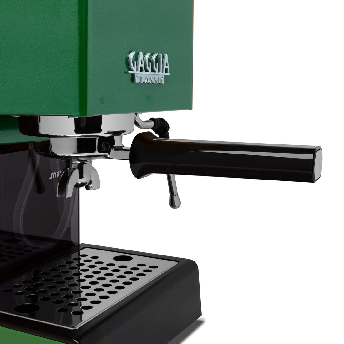 Gaggia Classic Pro E24 Jungle Green portafilter zoom || Jungle Green