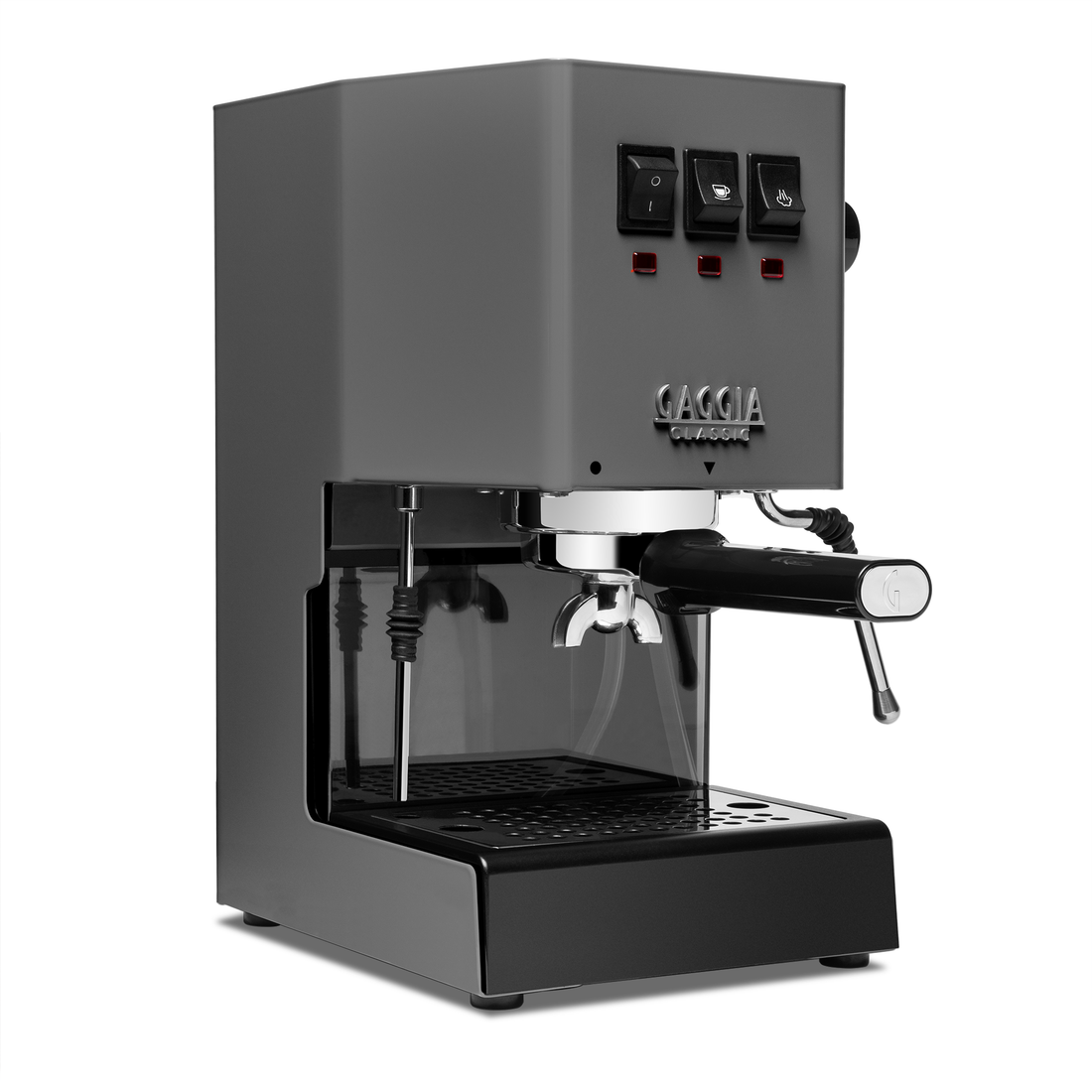 Gaggia Classic Pro E24 Industrial Grey front angle || Industrial Grey