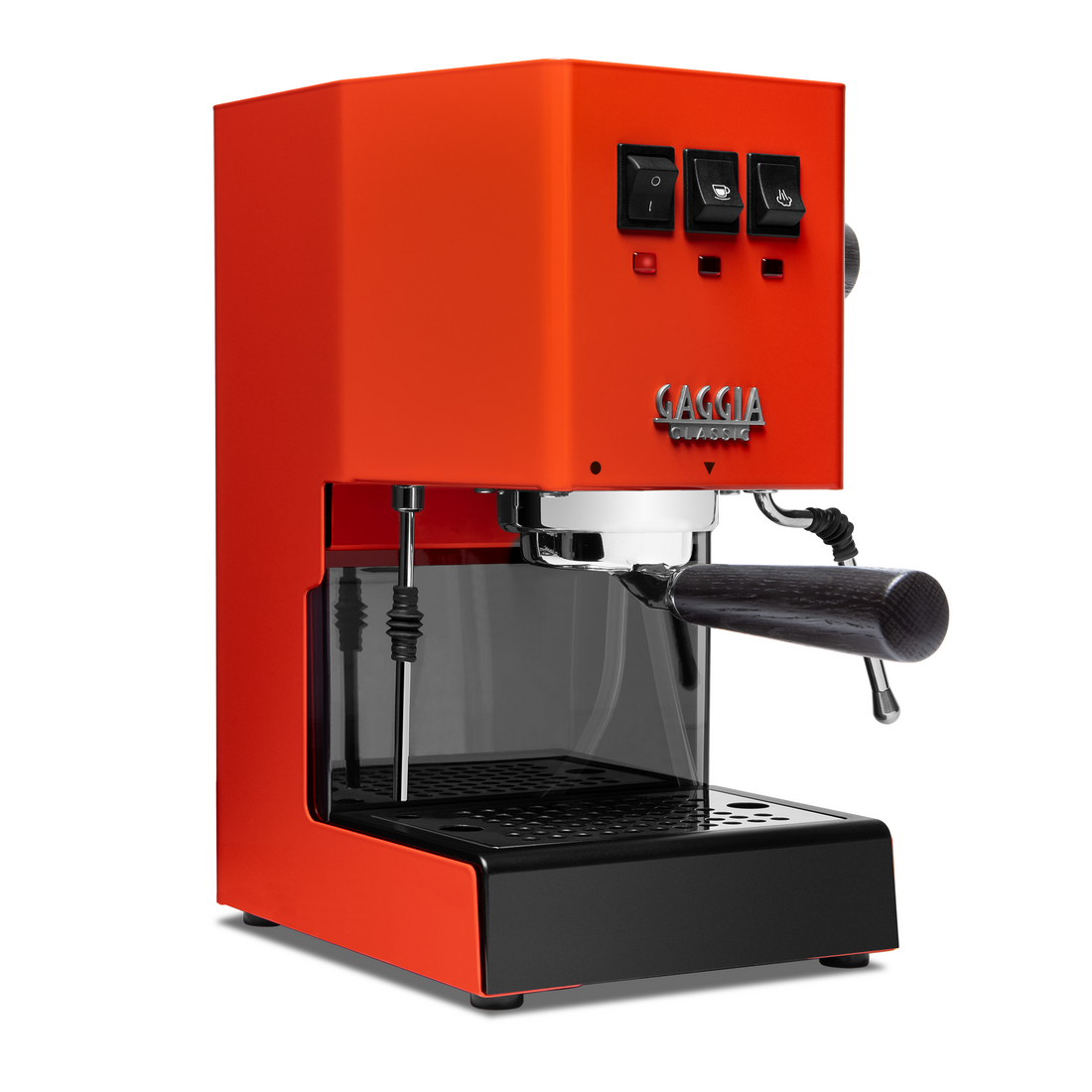 Gaggia Classic Evo Pro Espresso Machine in Lobster Red with Blackened Oak