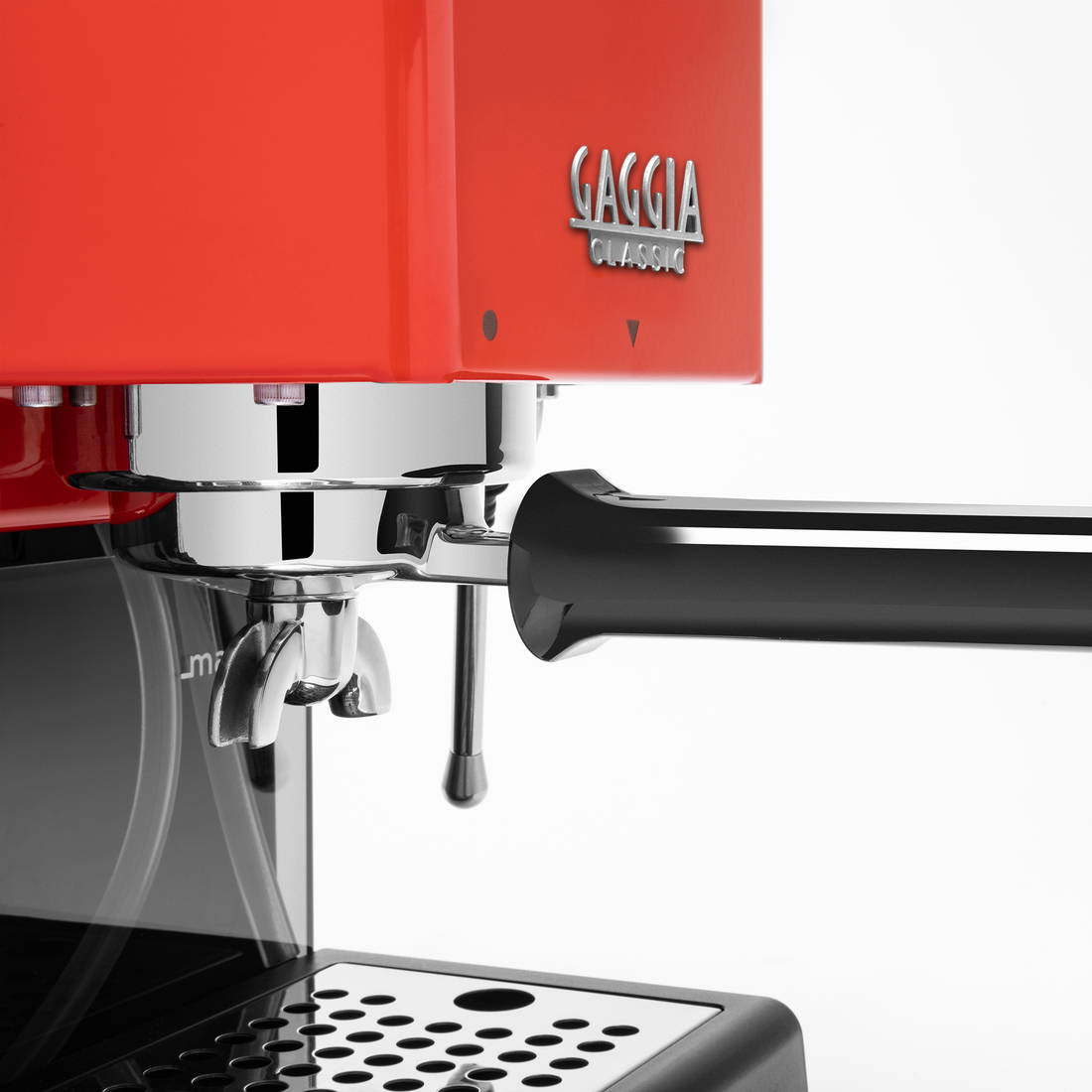 Gaggia Classic Evo Pro Espresso Machine in Lobster Red with Blackened Oak