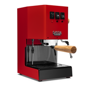 Gaggia Classic Evo Pro Espresso Machine in Cherry Red with Olive Wood