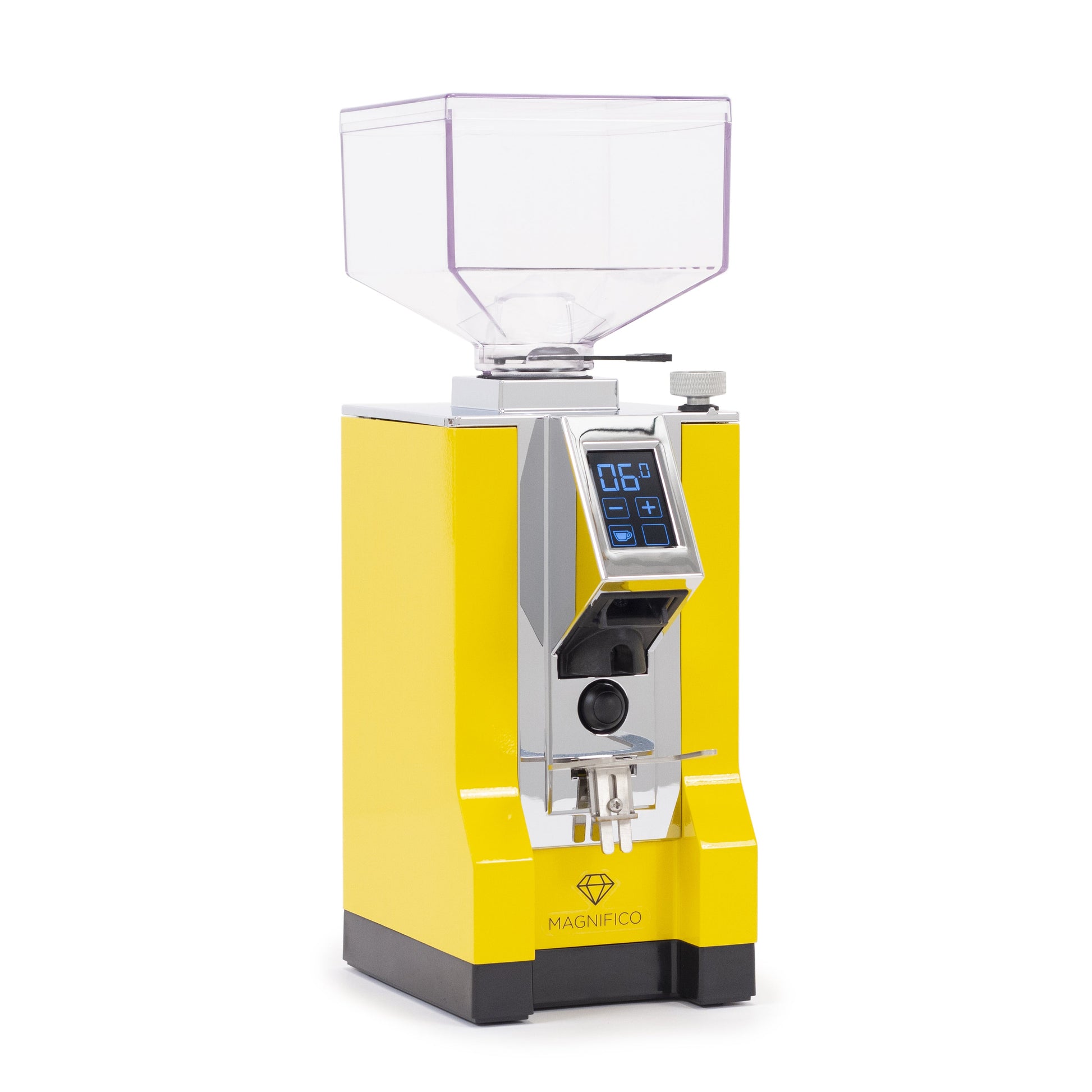 Eureka Mignon Magnifico Coffee Grinder in Yellow Right Angled || yellow