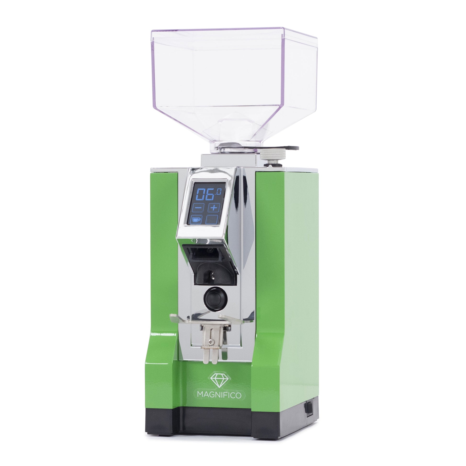 Eureka Mignon Magnifico Coffee Grinder in Lime Green Left Angled || lime green