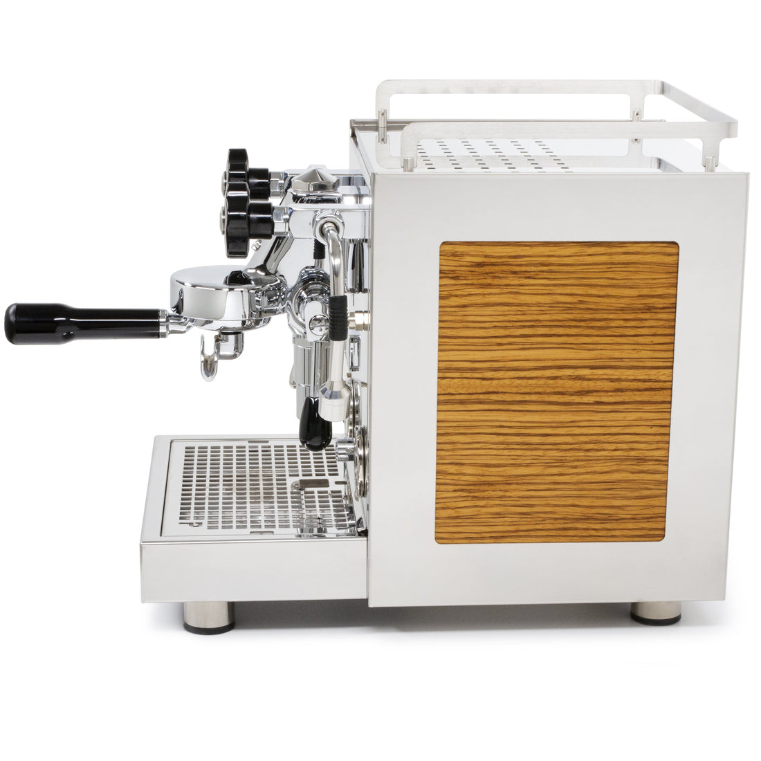 Profitec Pro 600 with Zebrawood Panels left profile || Zebrawood