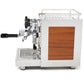 Profitec Pro 600 with Sapele Quarter Cut panels left profile|| Sapele Quarter Cut