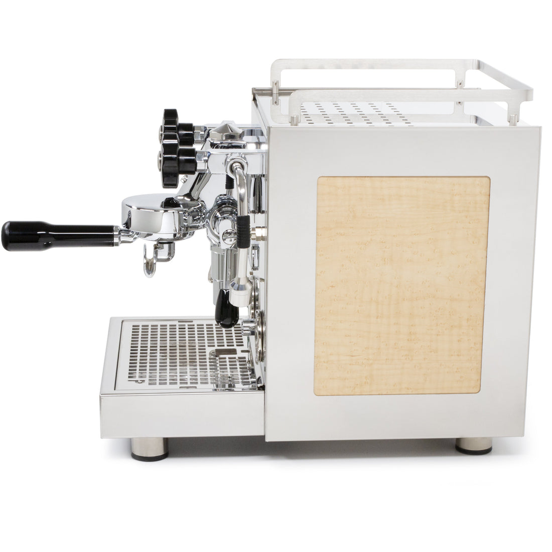 Profitec Pro 600 with Maple Curly Figured Panels left profile|| Maple Curly Figured