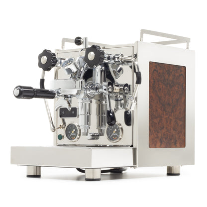 Profitec Pro 600 with Walnut Burl panels and Flow Control left facing || Walnut Burl