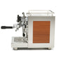 Profitec Pro 600 with Sapele Quarter Cut panels and Flow Control left profile|| Sapele Quarter Cut