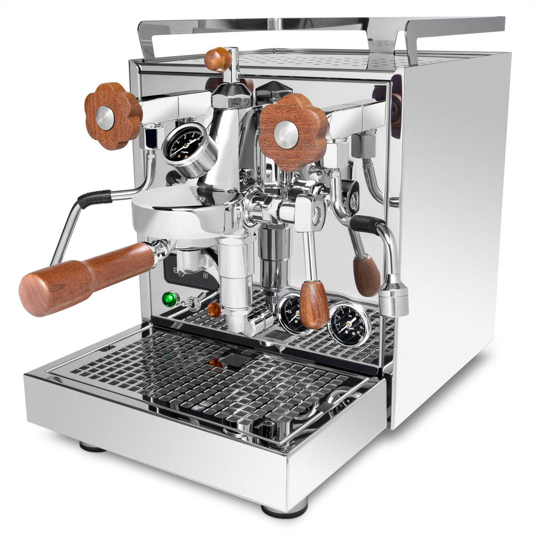 Profitec Pro 500 PID with Flow Control and Sapele Accents Left Facing || Sapele