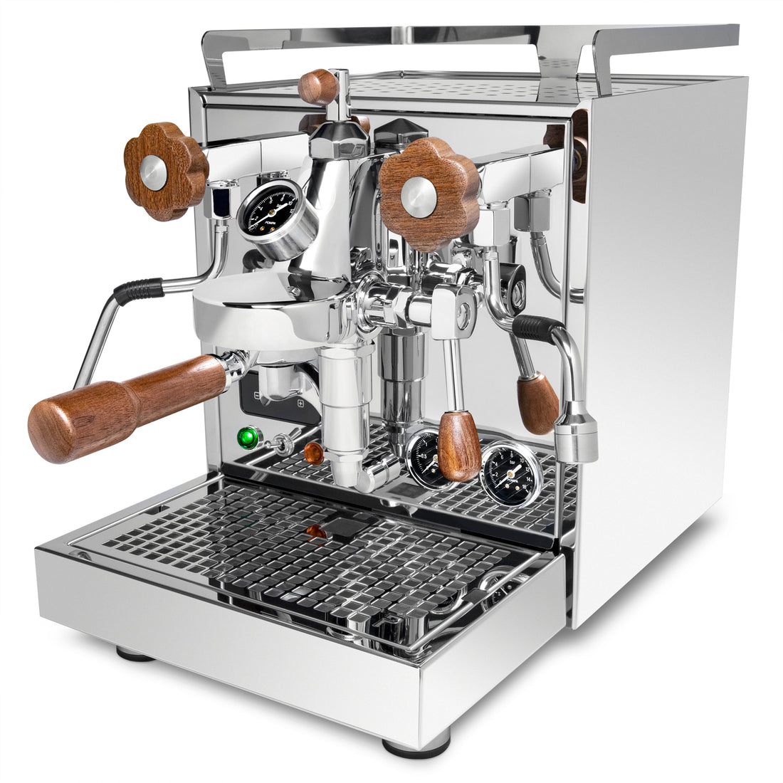 Profitec Pro 500 PID with Flow Control and Walnut Accents Left Facing || Walnut