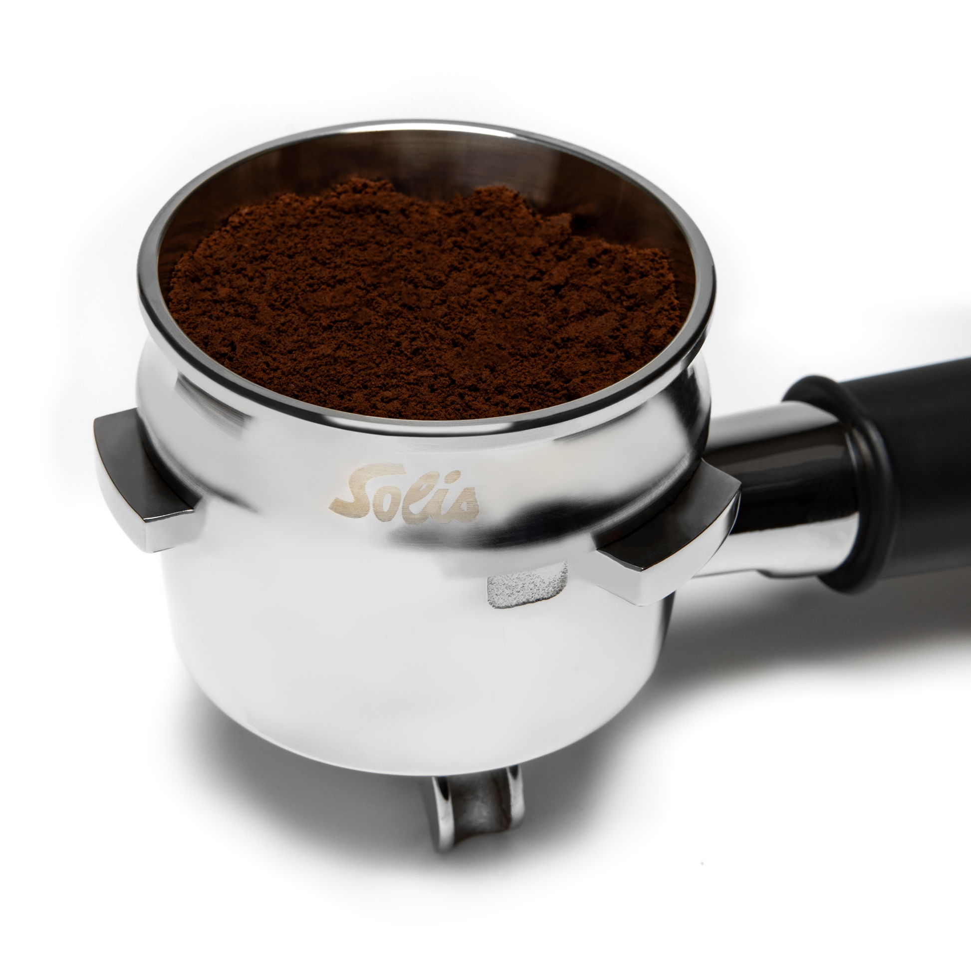 Solis Perfetta Dosing Ring on Portafiler Loaded with Coffee