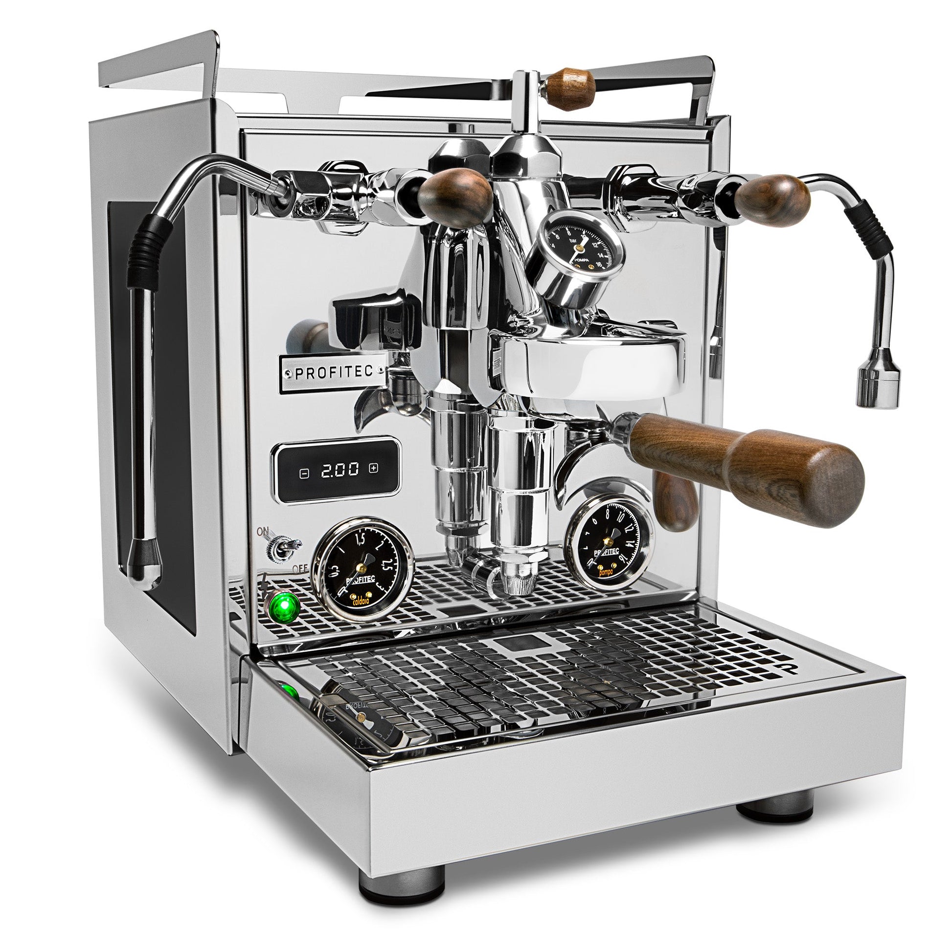 Profitec Pro 600 Quick Steam Plus with Walnut Accents and Flow Control Right Facing || Walnut