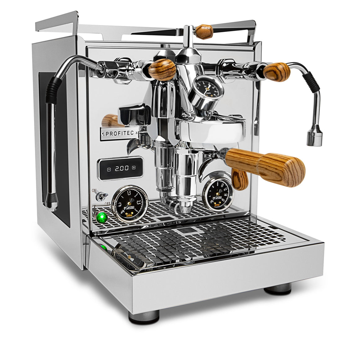 Profitec Pro 600 Quick Steam Plus with Zebra Wood Accents and Flow Control Right Facing || Zebra Wood