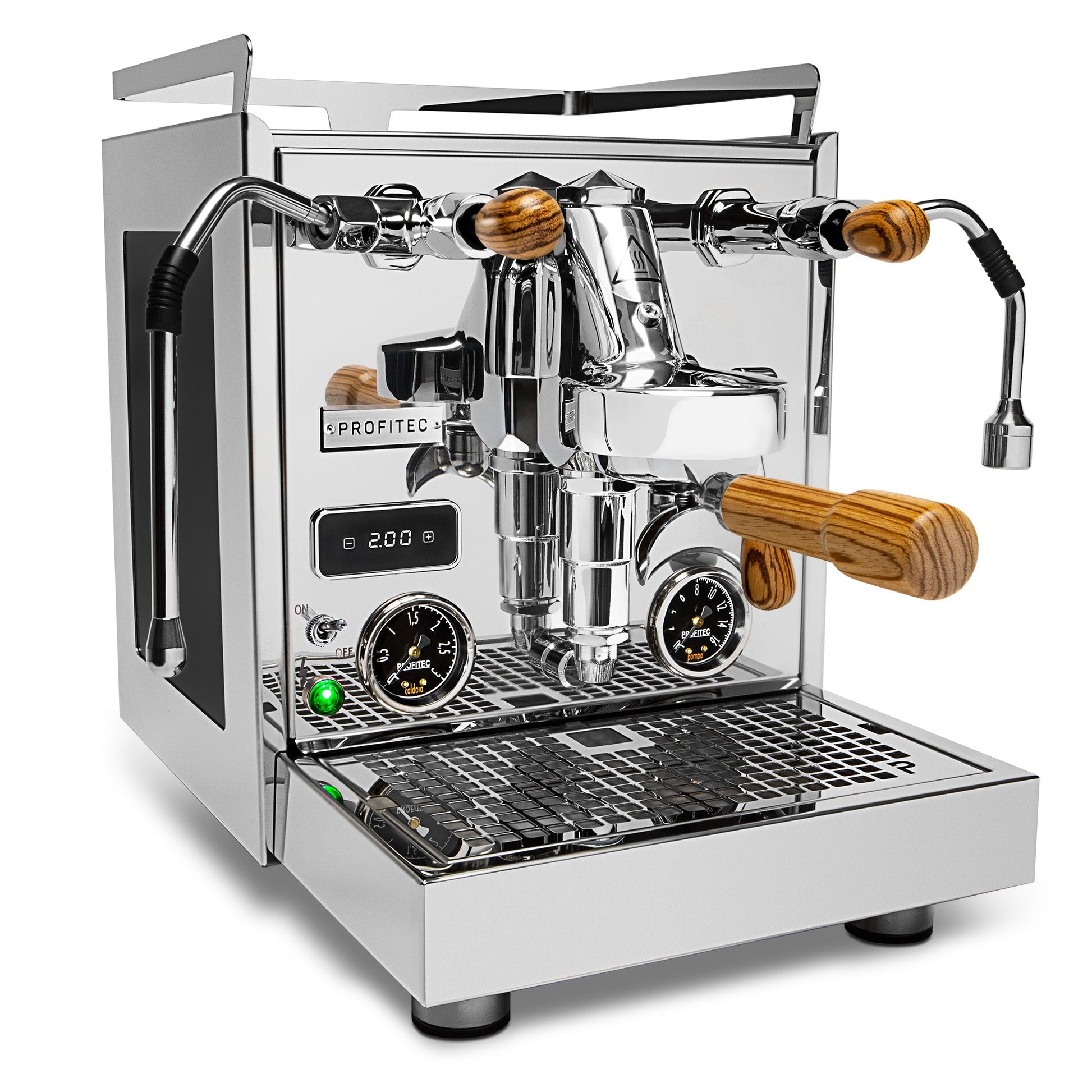 Profitec Pro 600 Quick Steam Plus with Zebra Wood Accents Right Facing || Zebra Wood