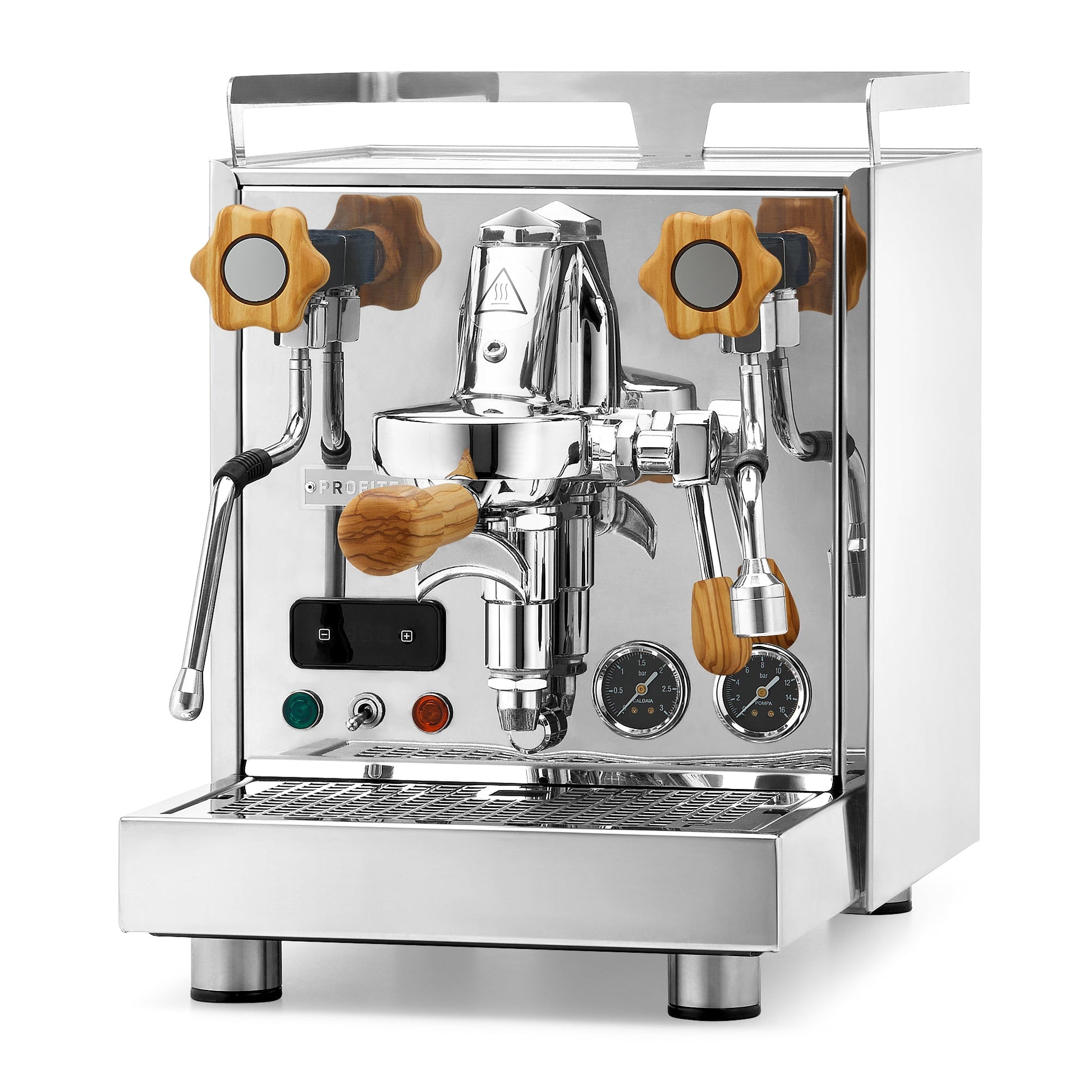 Profitec Pro 500 PID with Olive Wood Accents Facing Left || Olive Wood