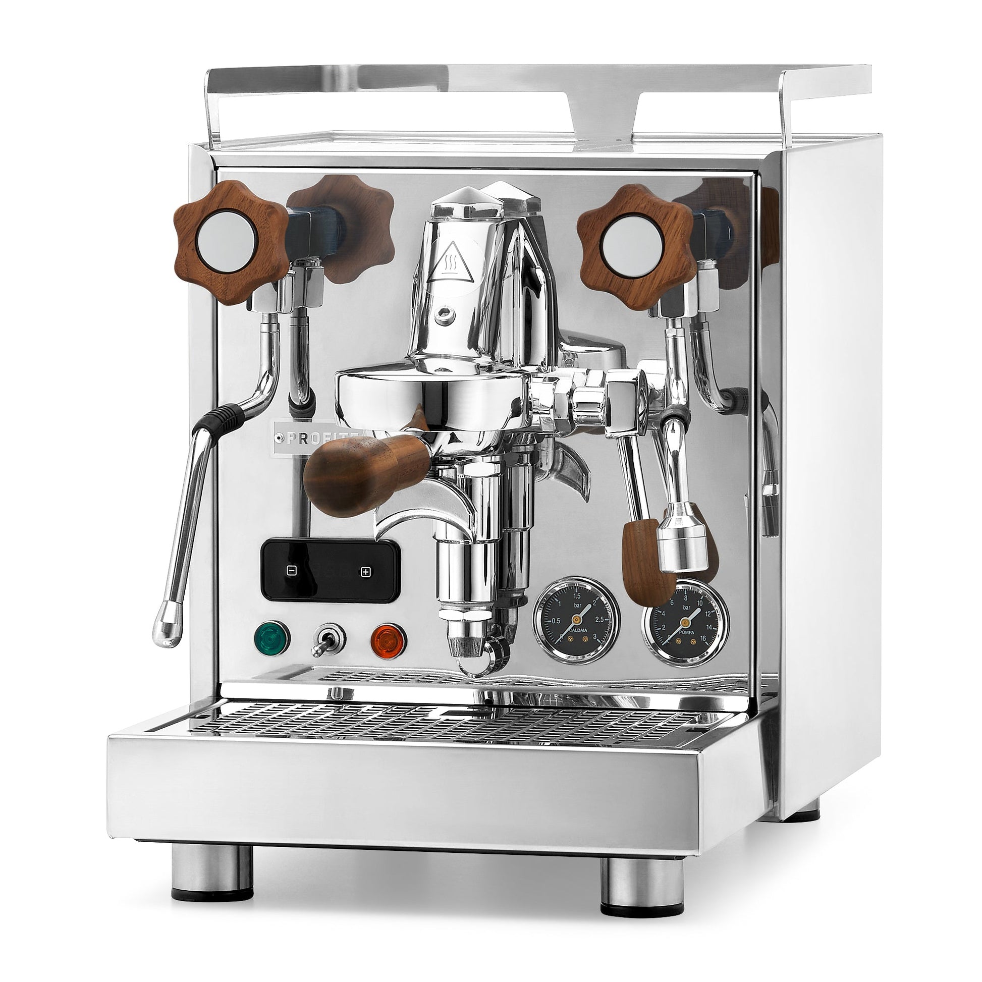 Profitec Pro 500 PID with Walnut Accents Facing Left || Walnut