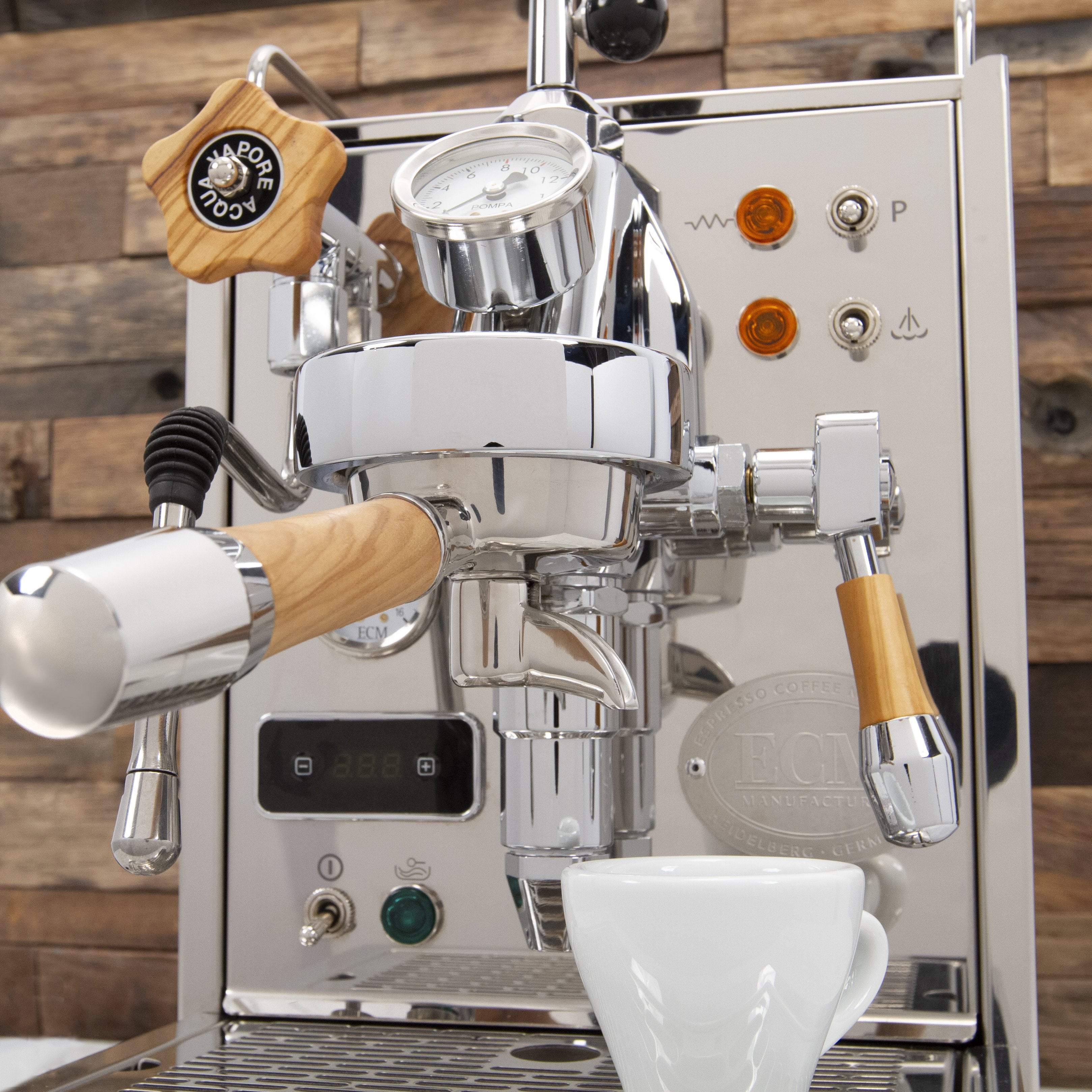 ECM Classika PID Espresso Machine with Flow Control Olive Wood