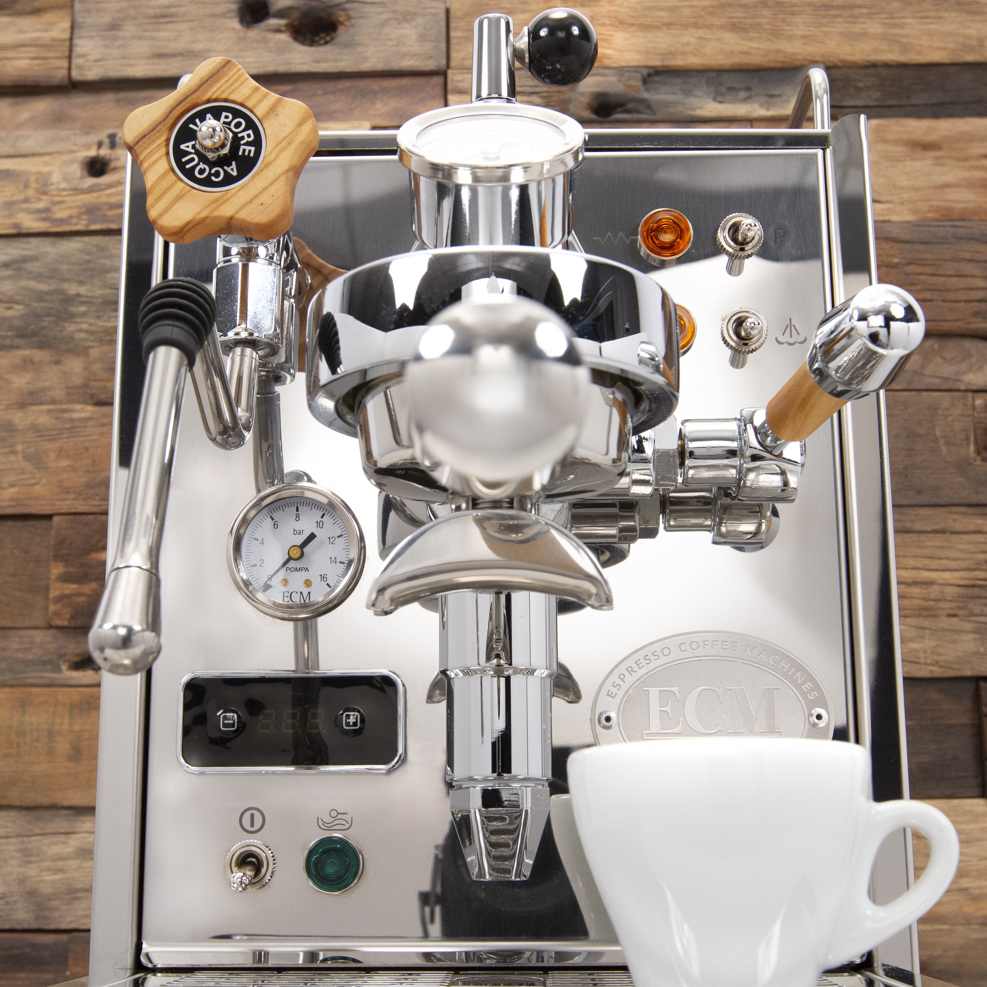 ECM Classika PID Espresso Machine with Flow Control Olive Wood