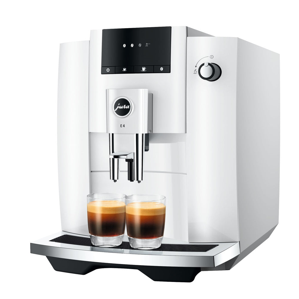 JURA E4 Automatic Espresso Machine in Piano White